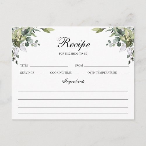 Eucalyptus Watercolor Recipe Card