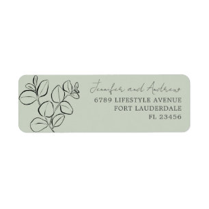 Eucalyptus Watercolor Sage Green Wedding Label