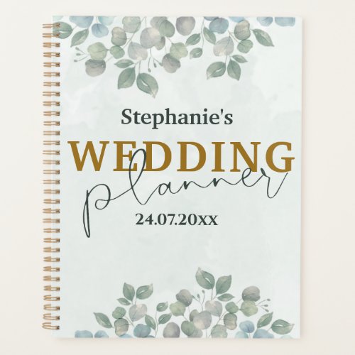 Eucalyptus Watercolor Sage Green Wedding Planner