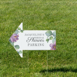 Eucalyptus Watercolor Script Bridal Shower Parking Sign