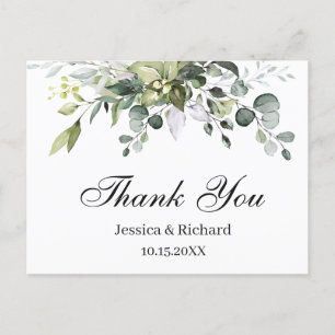 Eucalyptus Watercolor Thank You Postcard