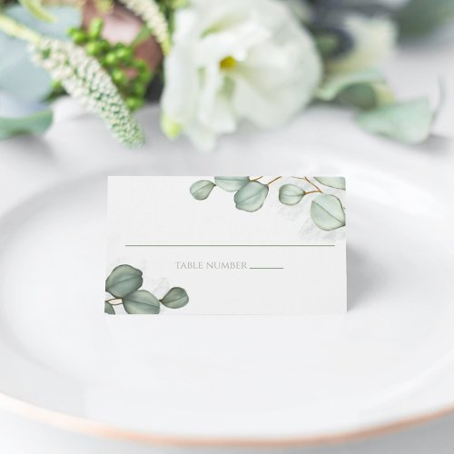 Eucalyptus Watercolor Wedding Elegant Table Number