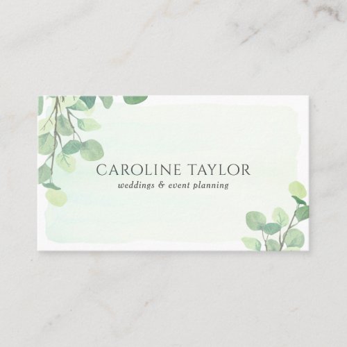 Eucalyptus Watercolor Wedding Event Planner Business Card