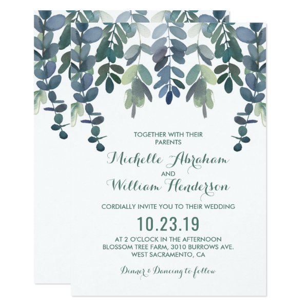 256079141638270544 Eucalyptus Watercolor Wedding Invite | Greenery