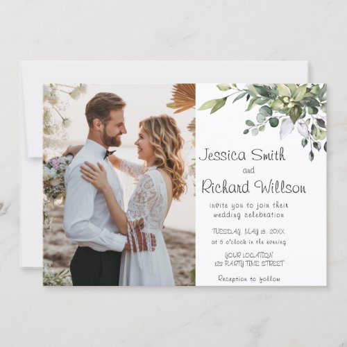 Eucalyptus Watercolor Wedding PHOTO Invitation