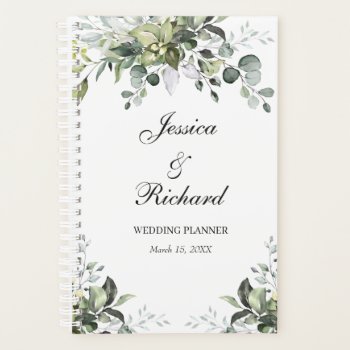 Eucalyptus Watercolor Wedding Planner by Celebration_Paperie at Zazzle