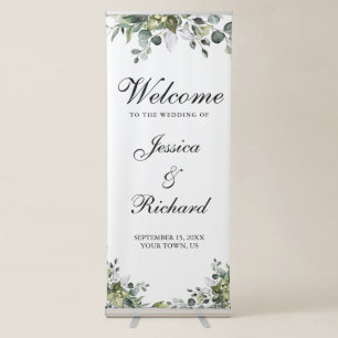 Eucalyptus Watercolor Wedding Retractable Banner