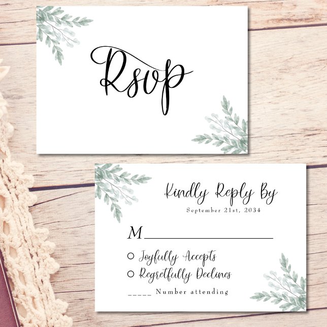 Eucalyptus Watercolor Wedding RSVP Card (Creator Uploaded)
