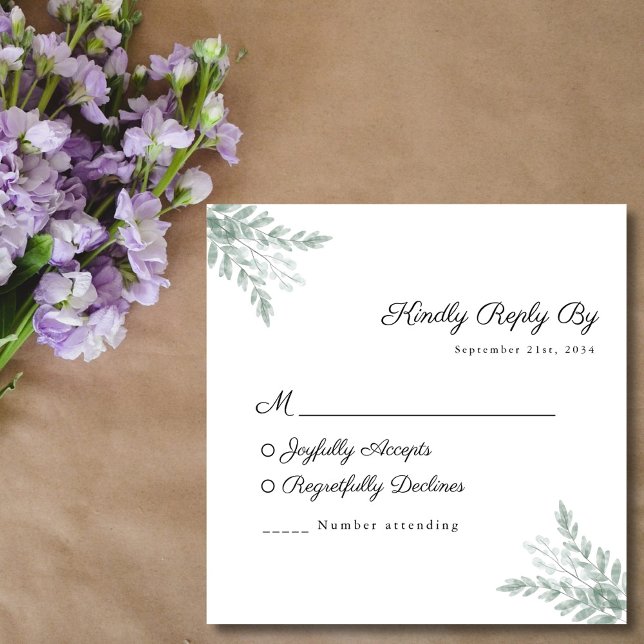 Eucalyptus Watercolor Wedding RSVP Card (Creator Uploaded)