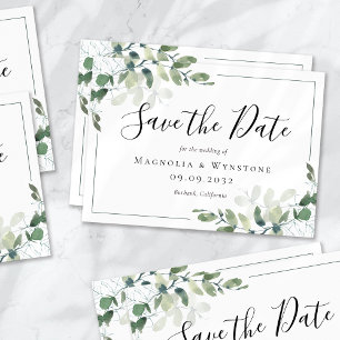 Eucalyptus Watercolor Wedding Save The Date
