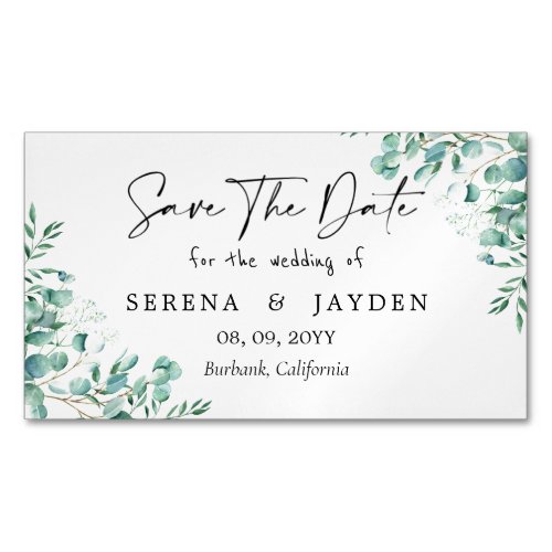  Eucalyptus Watercolor Wedding Save the date Business Card Magnet