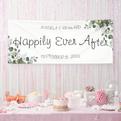 Eucalyptus Watercolor Wedding Sign Banner