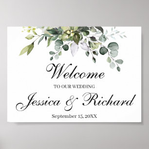 Eucalyptus Watercolor Wedding Welcome Poster Sign