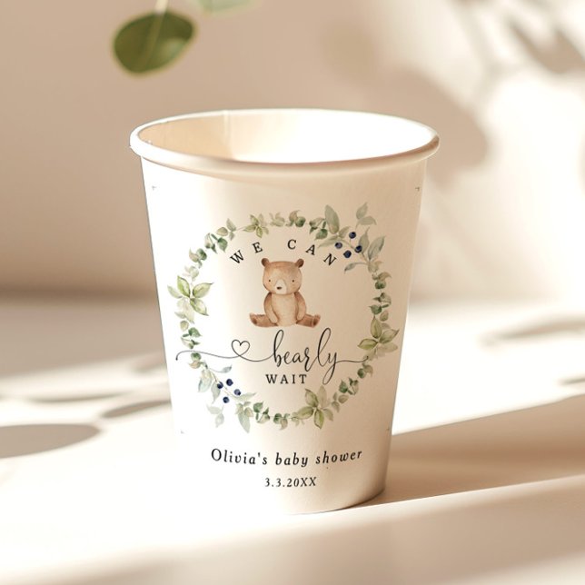 Eucalyptus we can bearly wait baby shower paper cups (Creator Uploaded)