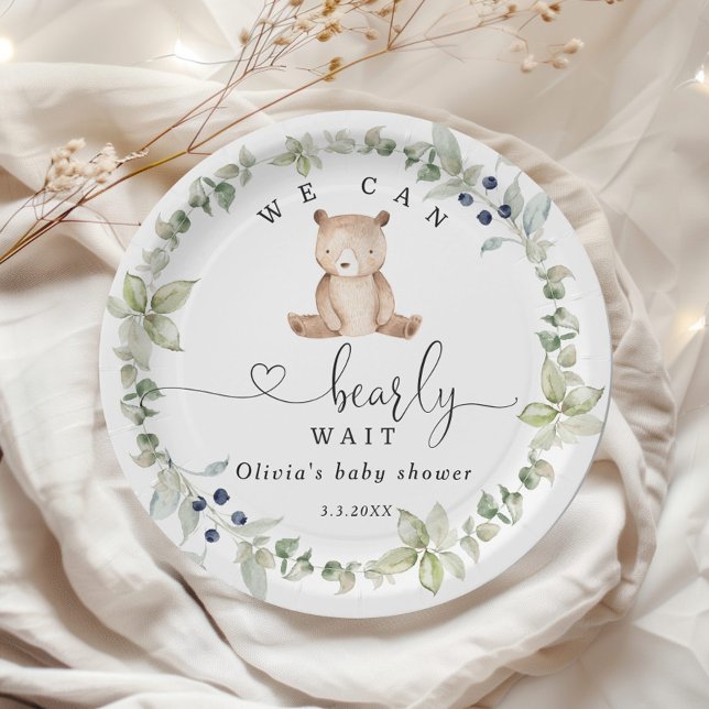 Eucalyptus we can bearly wait baby shower paper plates (Creator Uploaded)