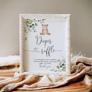 Eucalyptus We can bearly wait diaper raffle Poster