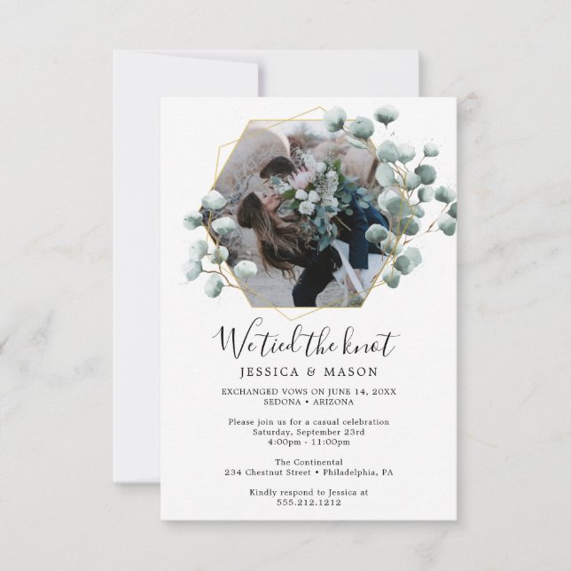 Eucalyptus We Tied The Knot Eloped Announcement (Front)