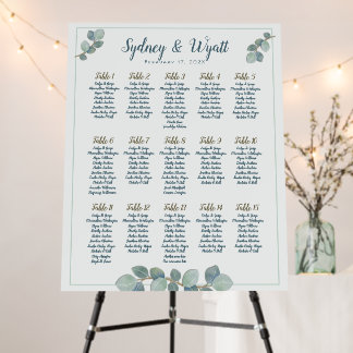 Eucalyptus Wedding 15 Table Large Seating Chart Foam Board