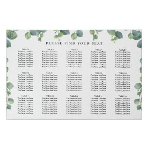 Eucalyptus Wedding 15 Table Seating Chart Faux Canvas Print