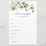 Eucalyptus Wedding Advice and Wishes<br><div class="desc">These lovely, botanical, handwritten script Advice & Wishes sheets with watercolor eucalyptus with gold embellishments at the top are perfect to have bridal shower, rehearsal dinner or wedding guests fill out for the happy couple. People will love having the prompts - they make it so easy to leave loving words...</div>