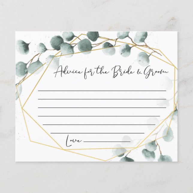 Eucalyptus Wedding Advice Cards Flyer (Front)