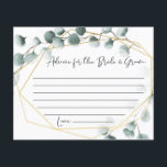Eucalyptus Wedding Advice Cards Flyer<br><div class="desc">Eucalyptus Advice for the New Mr. & Mrs. Cards

These advice cards perfectly match our Advice for the Bride and Groom sign and will be the perfect addition to your wedding. 

https://www.zazzle.com/eucalyptus_advice_for_the_bride_and_groom_sign-228094724038316932

If you prefer to print your own,  please visit us on Etsy! 
https://www.etsy.com/shop/IRISANDIVYPRINTABLES</div>