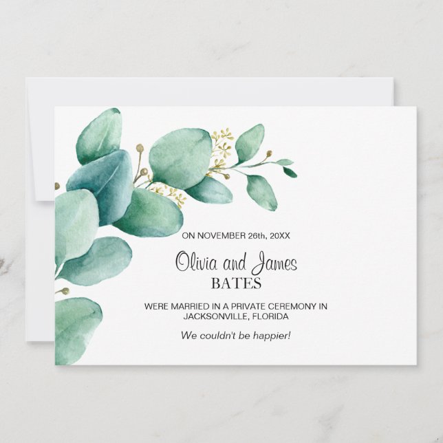 Eucalyptus Wedding Announcement (Front)