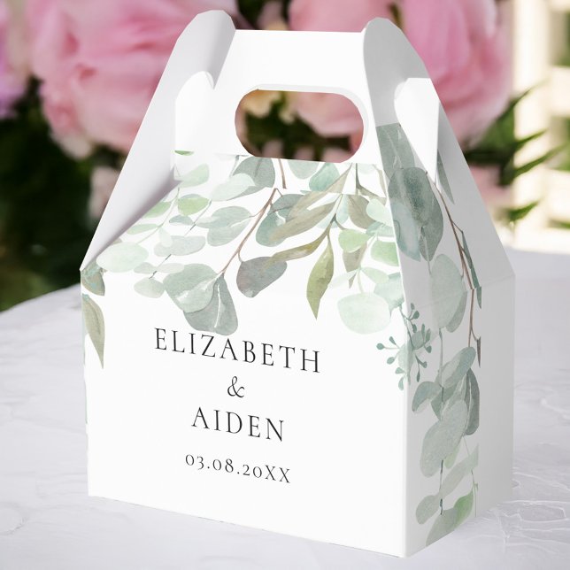 Eucalyptus Wedding Box Geschenkschachtel (Personalized Eucalyptus Wedding Box with your name and date.)