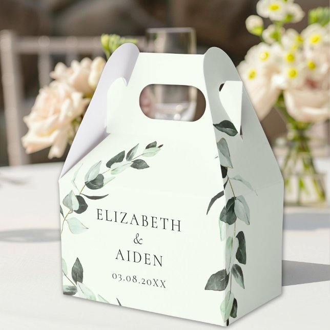 Eucalyptus Wedding Box Geschenkschachtel (Personalized Eucalyptus Wedding Box Geschenkschachtel with your Name & Date.)
