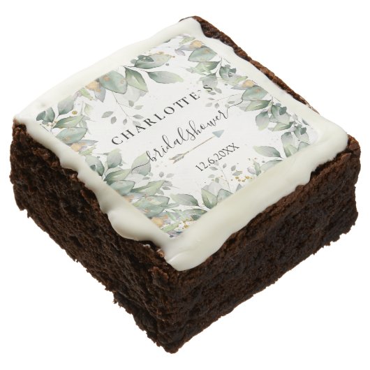 EUCALYPTUS WEDDING BRIDAL SHOWER BROWNIE (Angled)