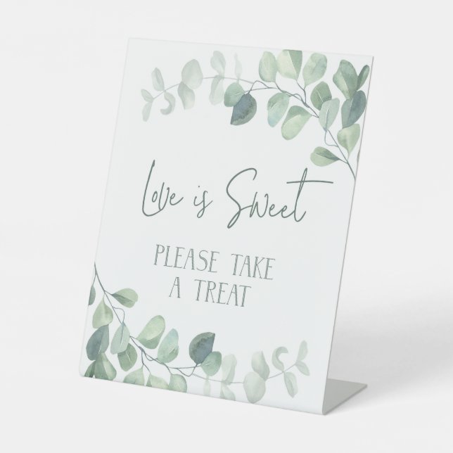 Eucalyptus Wedding Bridal Shower Treat Favor Sign (Front)