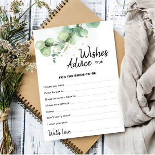 Eucalyptus Wedding Bride-to-Be Wishes Advice Card