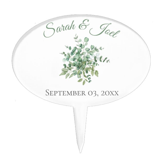 Eucalyptus Wedding Cake Topper (Front)