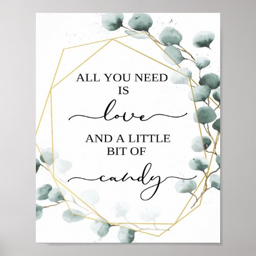 Eucalyptus Wedding Candy Bar Sign