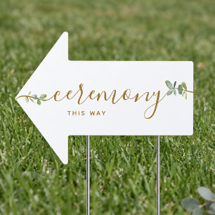 Eucalyptus Wedding Ceremony This Way Arrow Sign