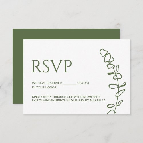 Eucalyptus Wedding Chic Reserved seats Sage Green RSVP Card