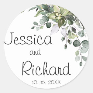 Eucalyptus Wedding  classic round sticker