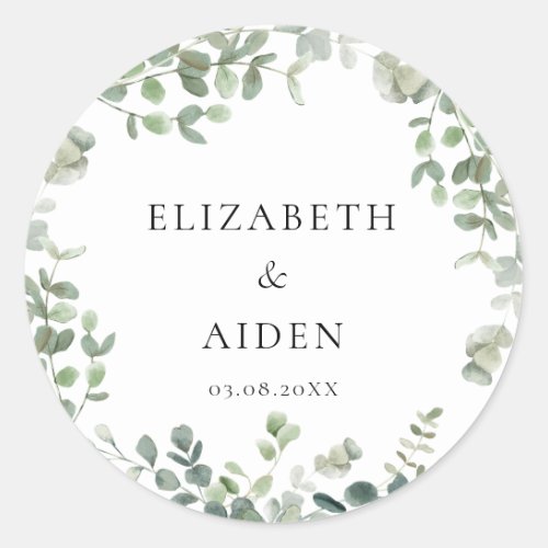 Eucalyptus Wedding Classic Round Sticker