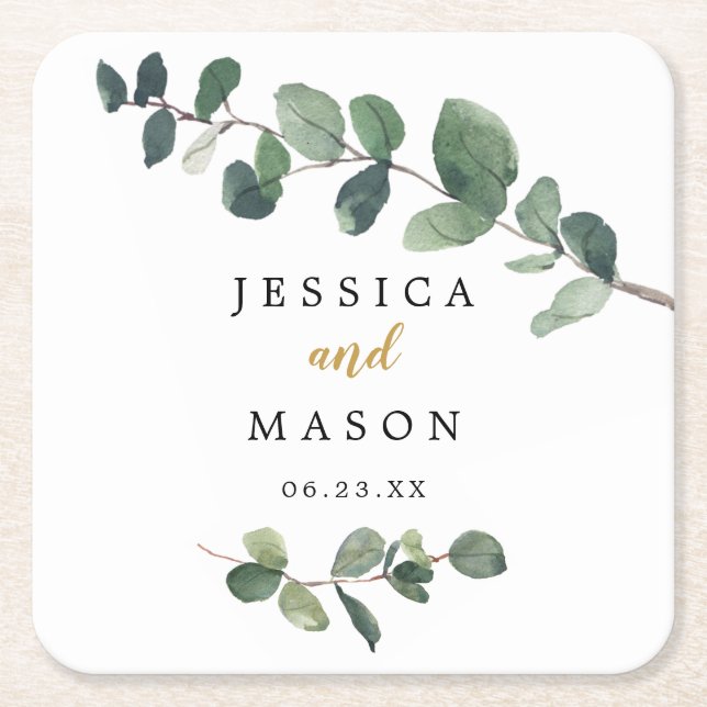 Eucalyptus Wedding Coasters (Front)