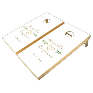 Eucalyptus Wedding Cornhole Set with Custom Design