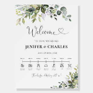 Eucalyptus Wedding Day Icons Timeline Foam Board