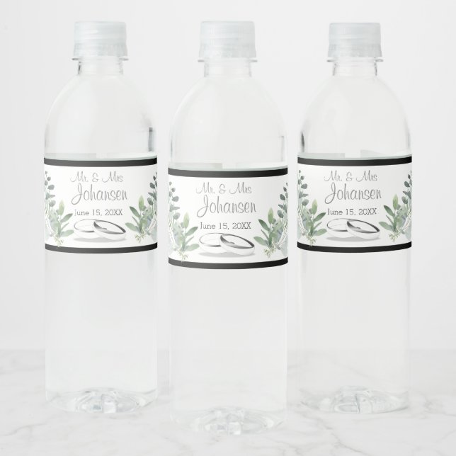Eucalyptus Wedding Decor Water Bottle Label (Bottles)
