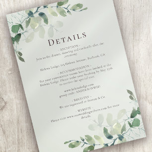 Eucalyptus Wedding Details Enclosure Card