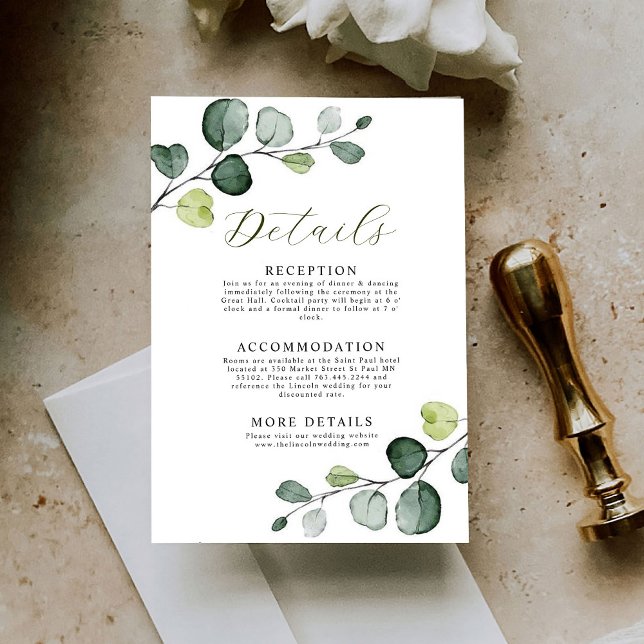 Eucalyptus Wedding Details Enclosure Card (Creator Uploaded)