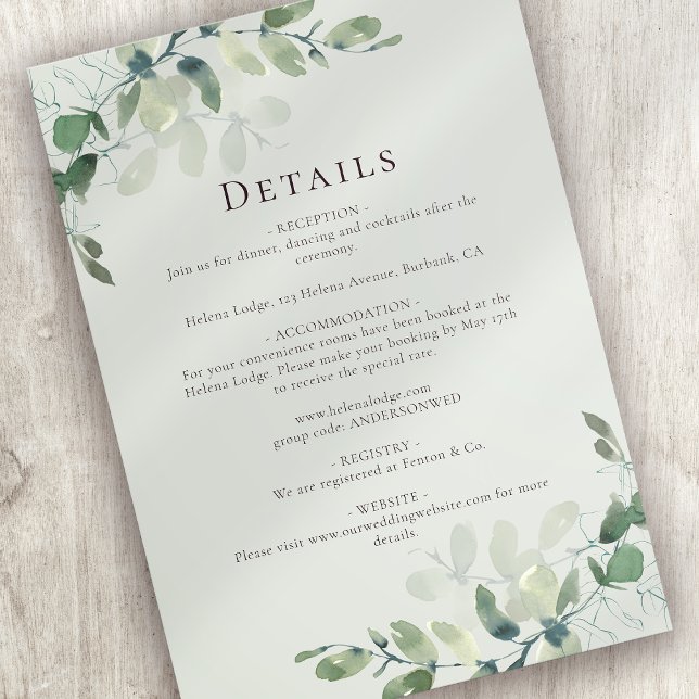 Eucalyptus Wedding Details Enclosure Card (Creator Uploaded)