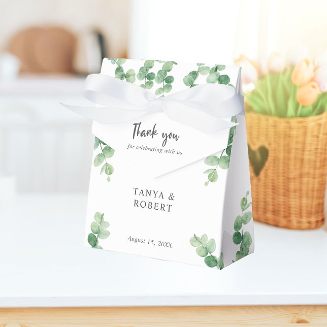 Eucalyptus Wedding Elegant Thank you Simple Chic Favor Boxes (Creator Uploaded)