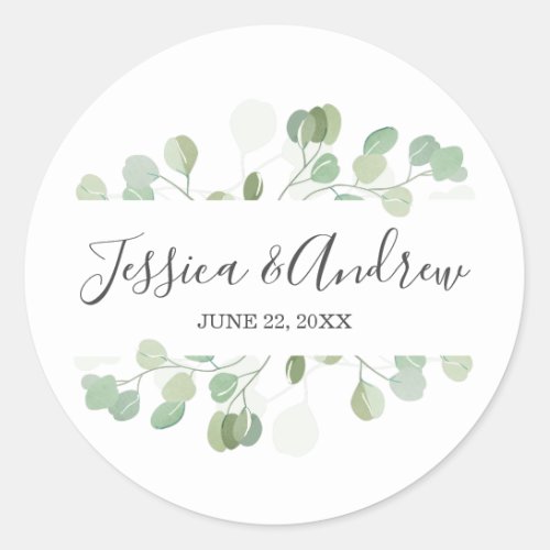 Eucalyptus Wedding Envelope Seal Elegant Sticker