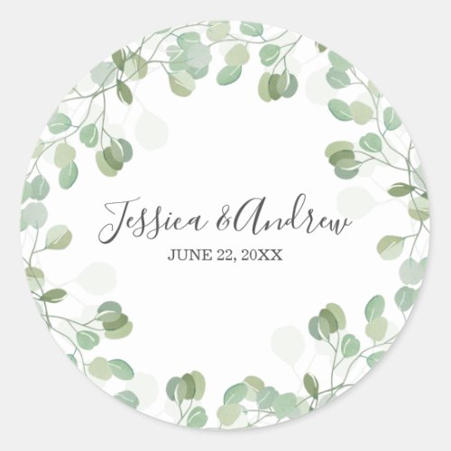 Eucalyptus Wedding Envelope Seal Elegant Sticker