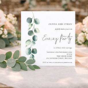 Eucalyptus Wedding Evening Party Square Invitation