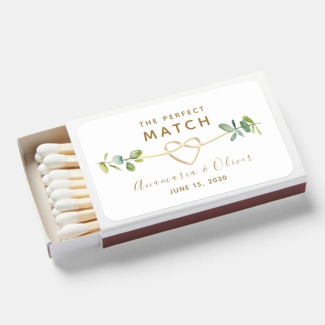 Eucalyptus Wedding Favor Matchboxes (Front Open)